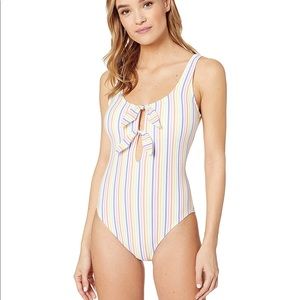 XS Kate Spade Bunny Tie Striped One-piece Swimwear